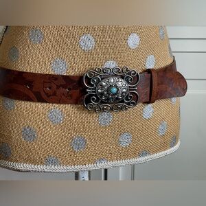 Vintage Belt Rainstone and turquoise on faux leather